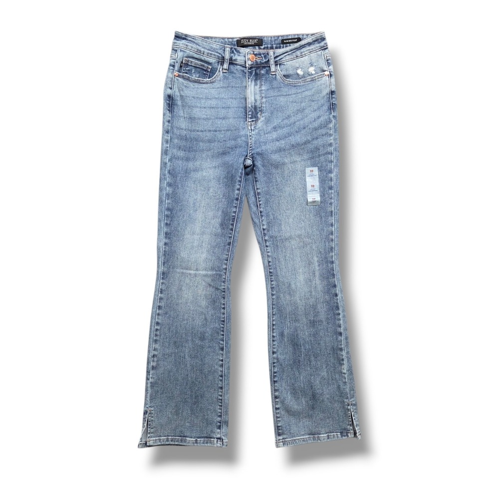 Judy Blue Slim Bootcut Jeans Womens 29 High Waisted Side Slit Distressed